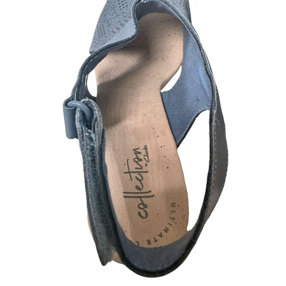 Clarks Lafley Joy Color Blue Grey Sandals Wedge Size 8.5 - Picture 10 of 16